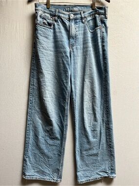 American Eagle High Rise Straight Stovepipe Jeans Frayed Hem 6 - 32"
